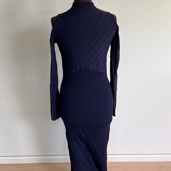 Manning Cartell Turtle Neck Navy Blue Maxi Dress Size Medium - Picture 7 of 14